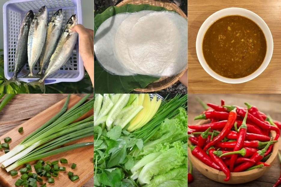 Nguyên liệu làm cá nục hấp cuốn bánh tráng