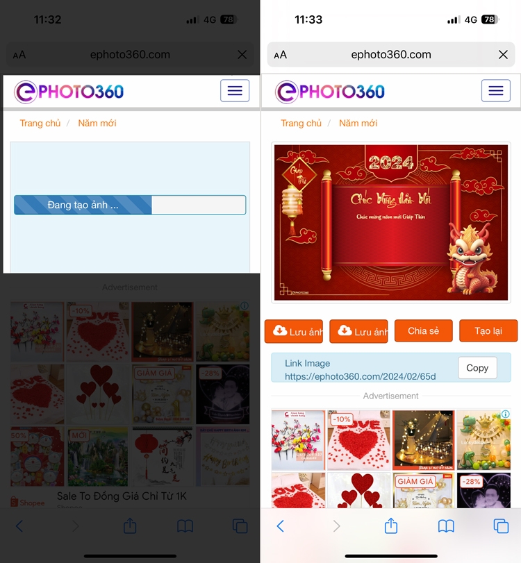 Cách tạo thiệp chúc Tết 2024 bằng điện thoại trên website - 12