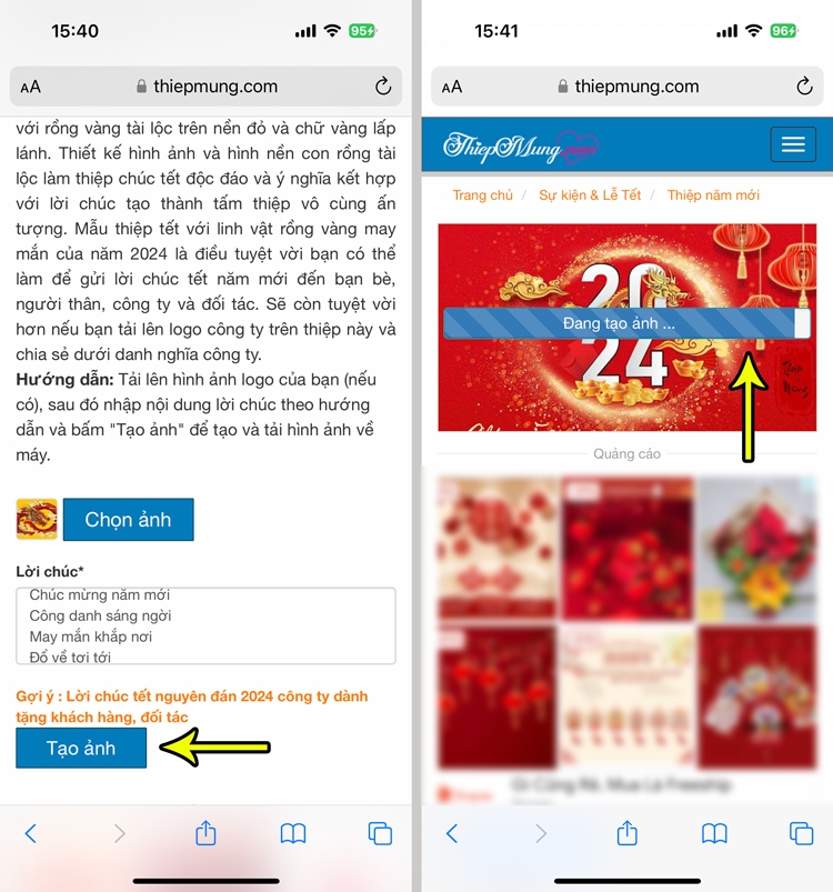 Cách tạo thiệp chúc Tết 2024 bằng điện thoại trên website - 5