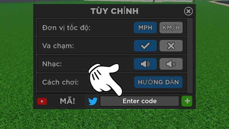Bấm vào ô 'Enter code' để nhập mã code