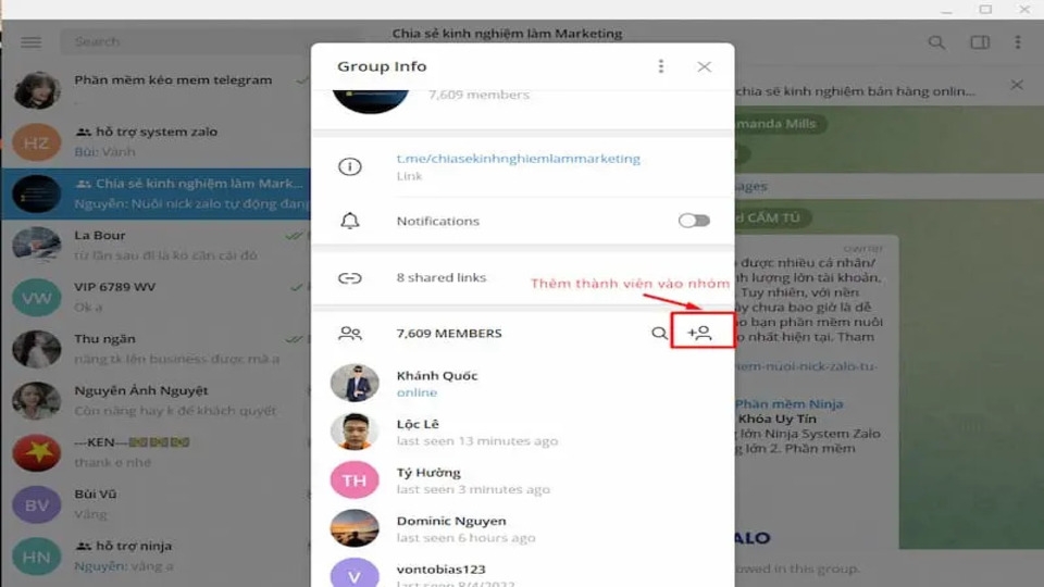 Thêm thành viên vào nhóm Telegram như thế nào?