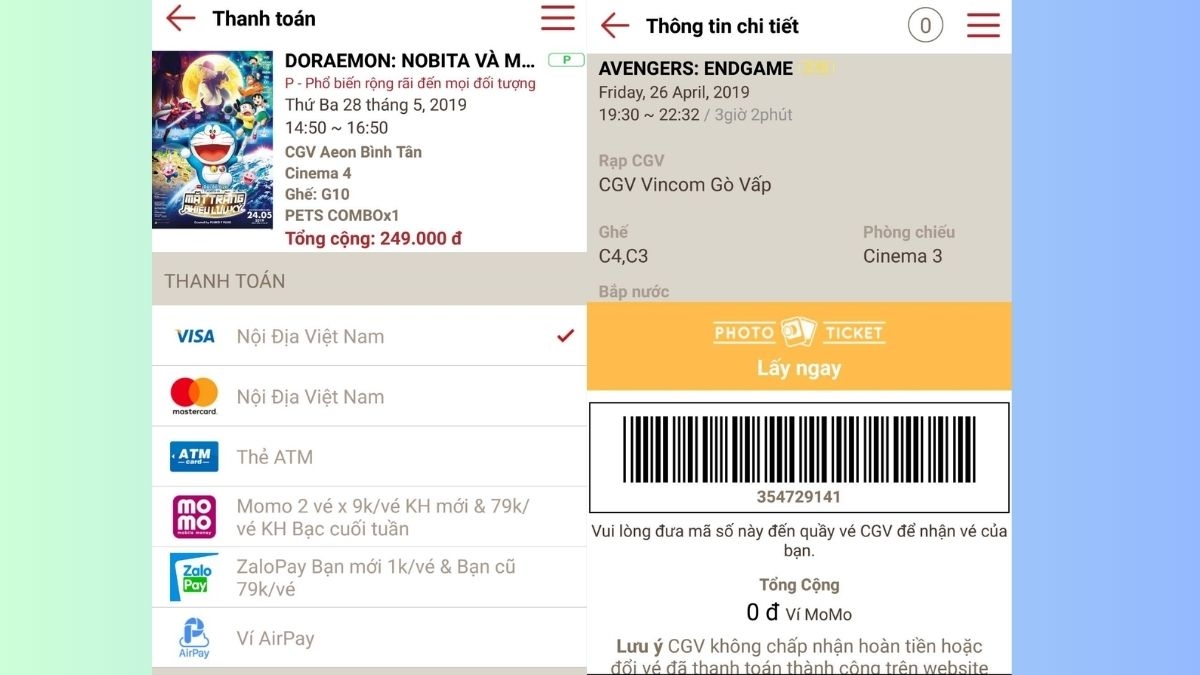 Cách đặt vé xem phim CGV qua điện thoại với nhiều ưu đãi và thao tác nhanh chóng, tiện lợi 5