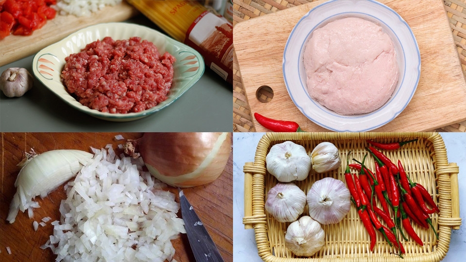 Nguyên liệu làm món bò viên chiên nước mắm