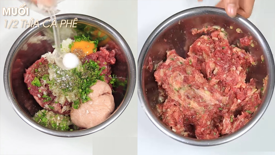 Ướp thịt làm bò viên