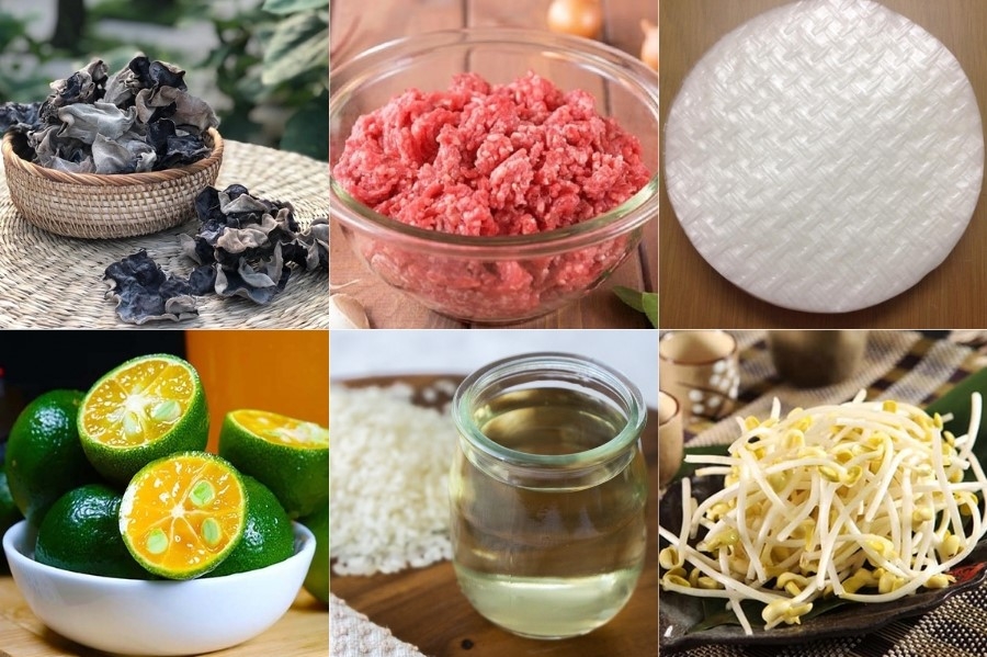Nguyên liệu làm bánh cuốn nóng thịt băm