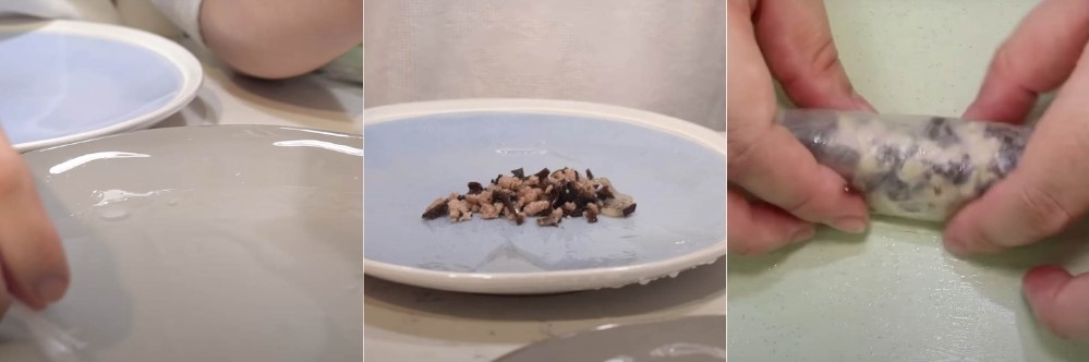 Cuốn bánh tráng nhân thịt băm