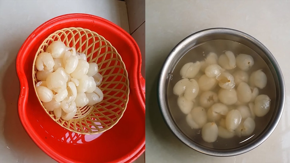 Ngâm vải với nước muối loãng