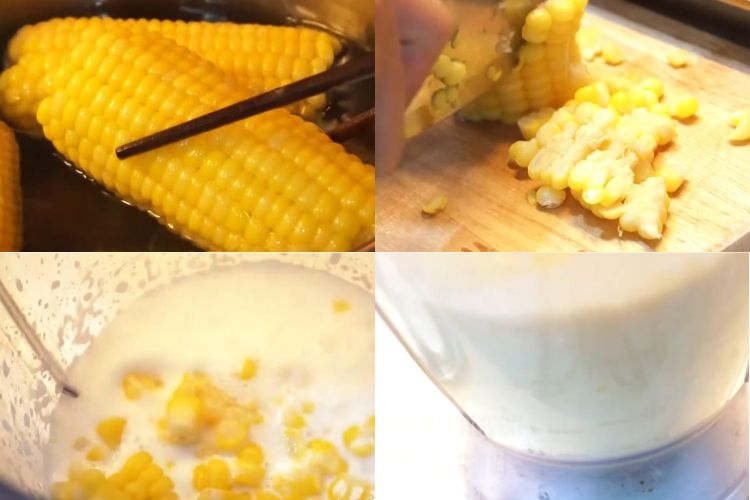 Sơ chế bắp và xay sữa bắp làm bánh kem