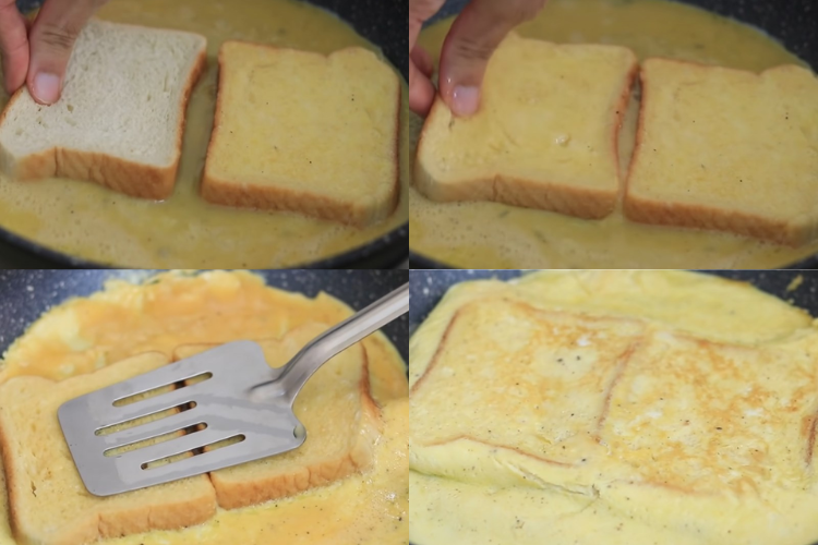 Chiên trứng và bánh mì