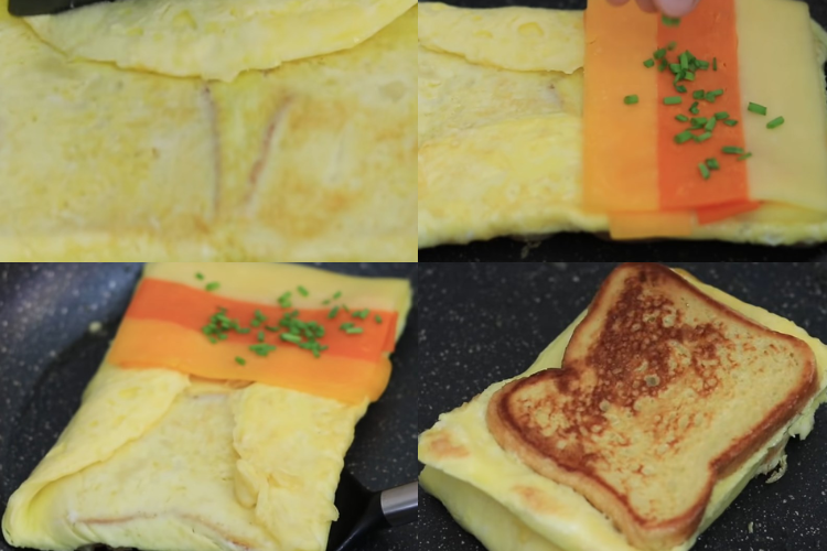 Chiên trứng làm bánh mì sandwich