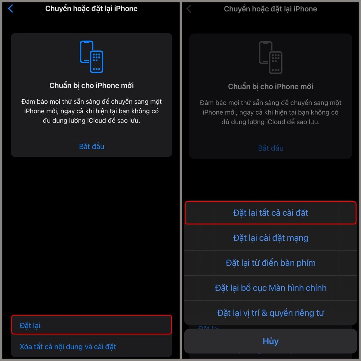 Các bước cài đặt lại điện thoại iPhone