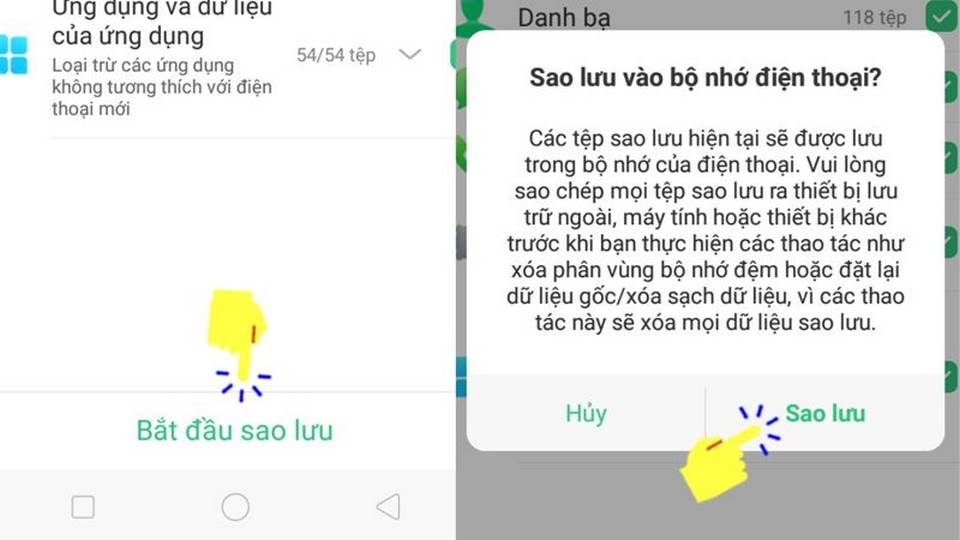 Cập nhật các bước sao lưu thông tin