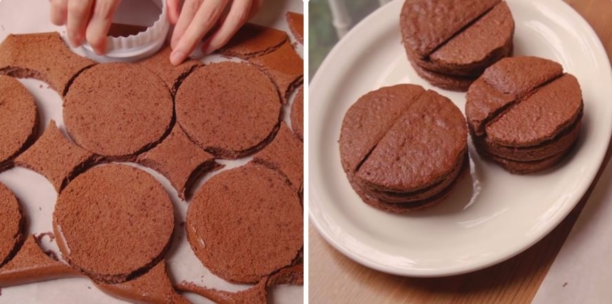 Cắt bánh và tạo thành hình cho bánh kem