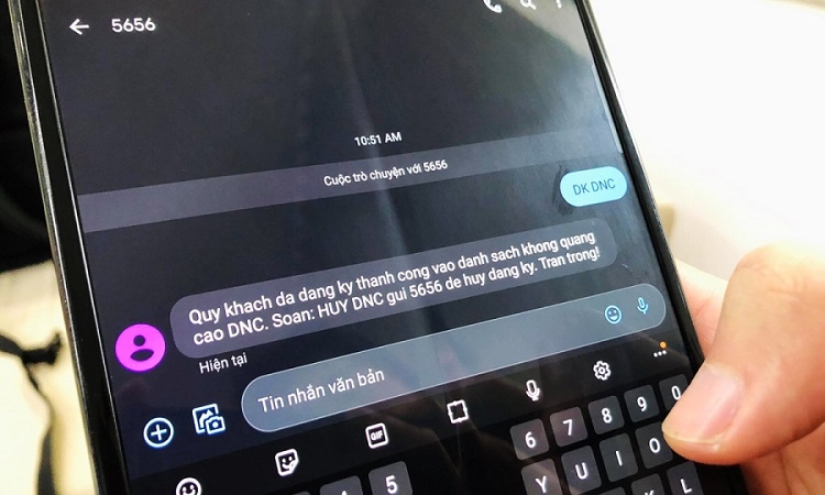 Đăng ký vào danh sách không quảng cáo qua SMS