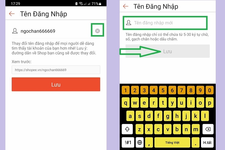Xoá tên cũ, nhập tên mới và nhấn Lưu
