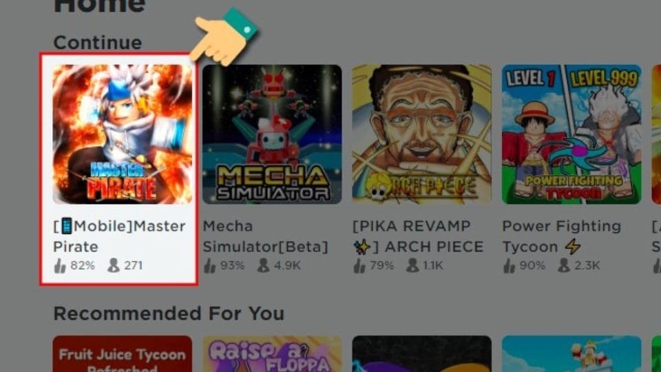 Vào Roblox chọn game