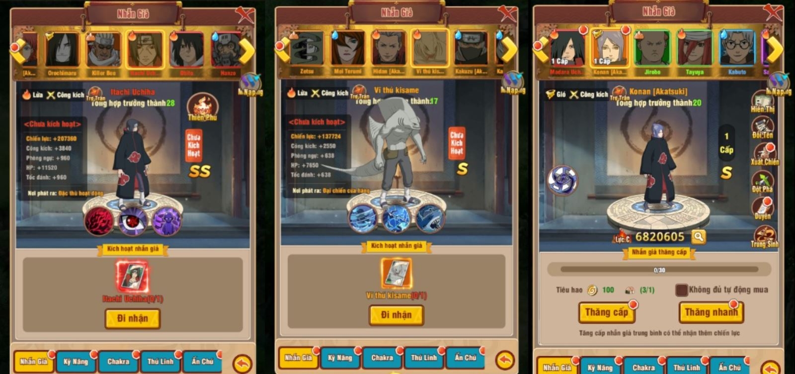 Sử dụng tài nguyên để luyện kỹ năng cho nhân vật