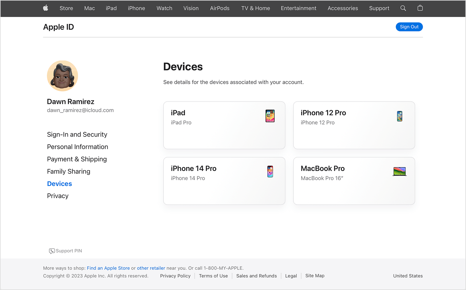 Và khi bạn truy cập ID Apple trên web