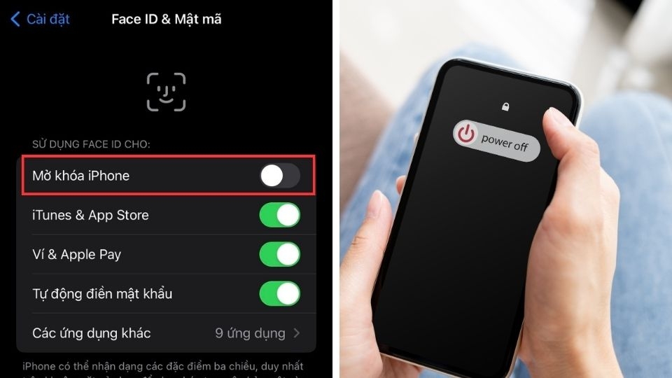 Tắt và mở lại Face ID bị tắt