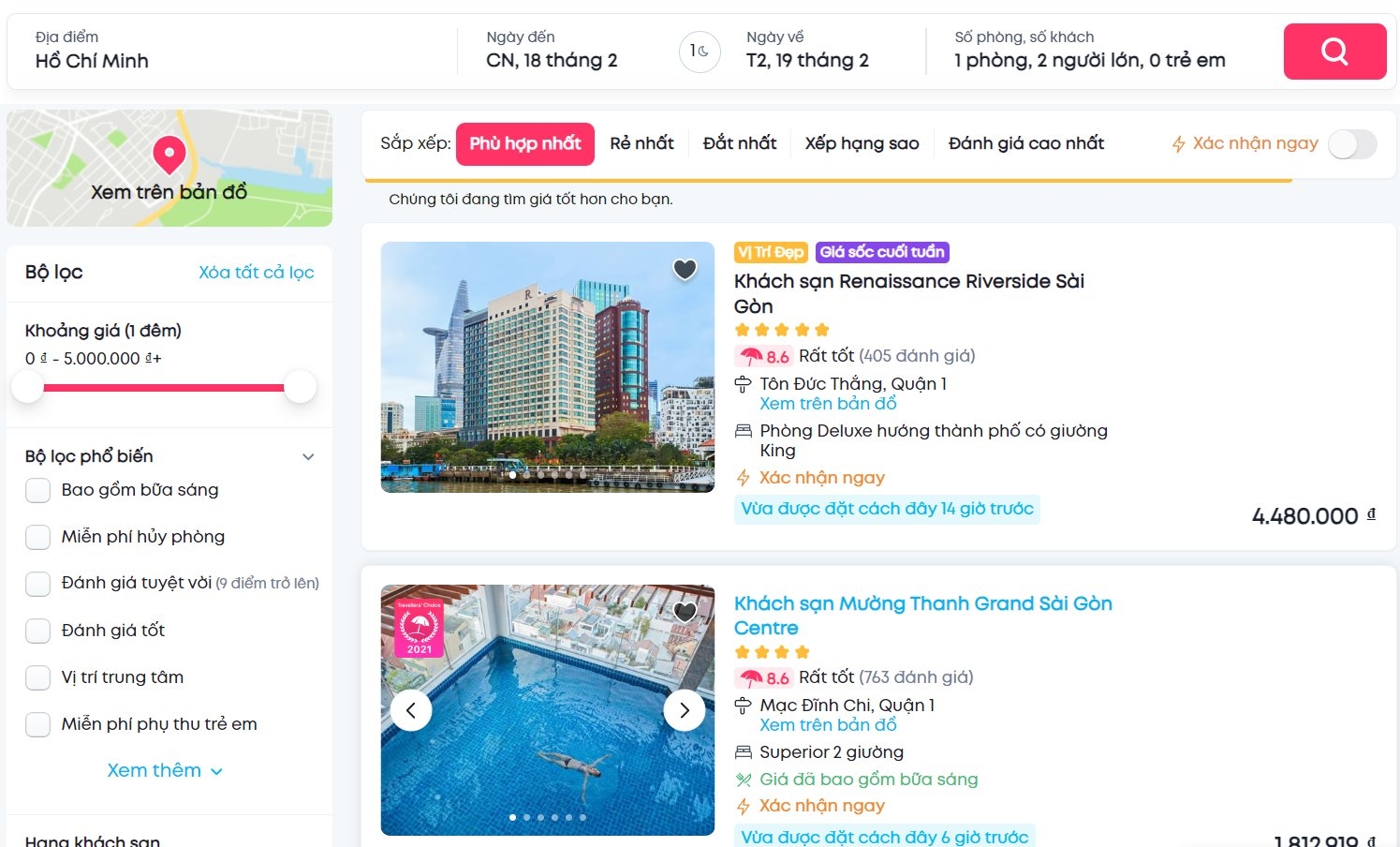 Liên tục cập nhật các nơi lưu trú mới nhất