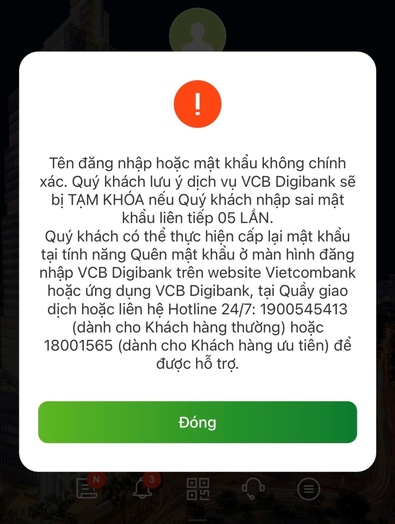 Tài khoản ngân hàng bị khóa trên điện thoại - Ảnh 01