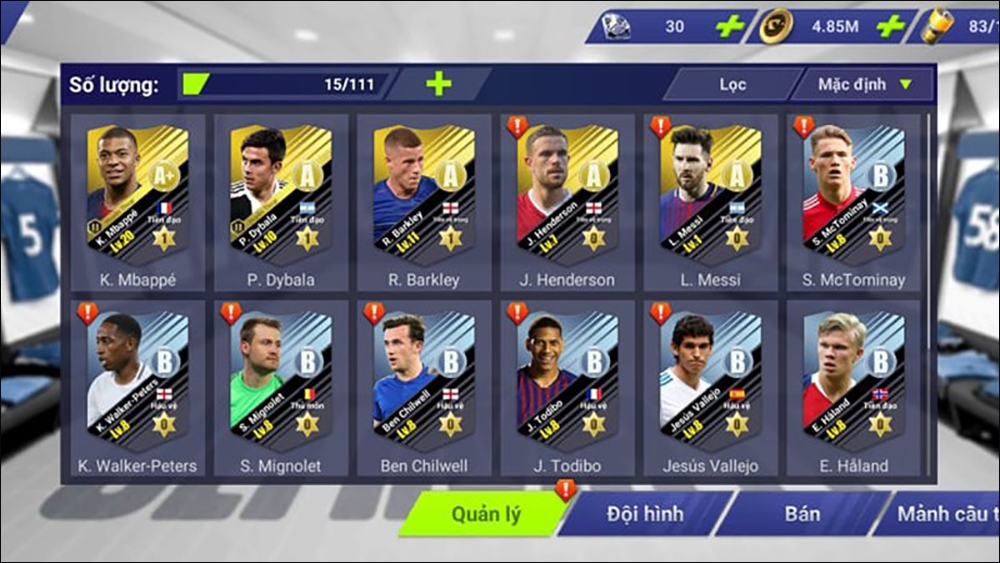 Cầu thủ trong game ufc siêu sao bóng đá
