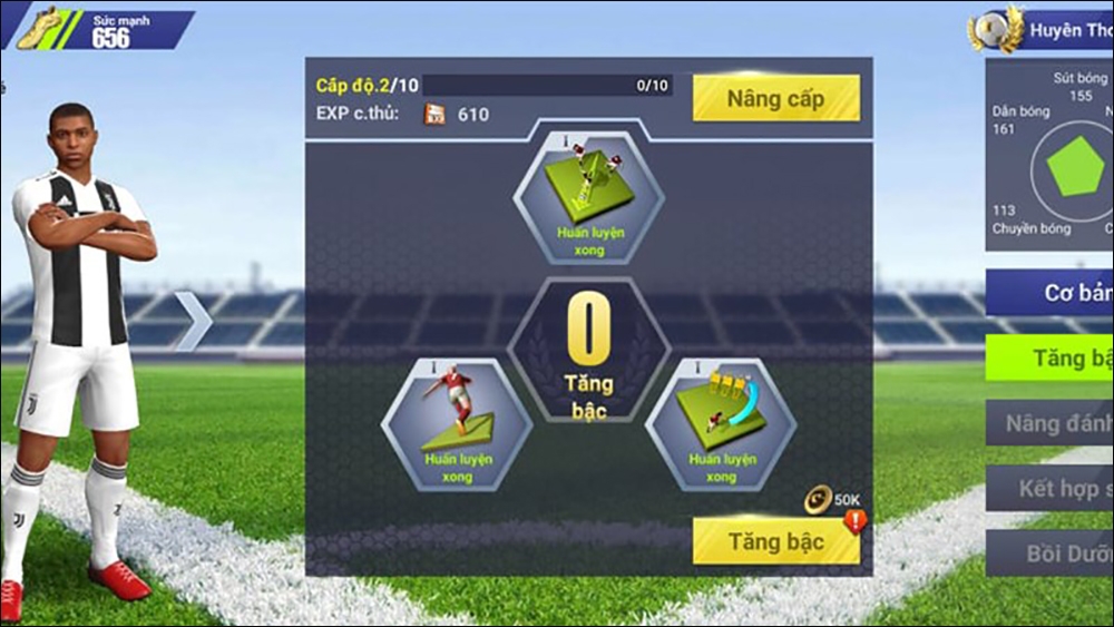 Huấn luyện cầu thủ trong game ufc siêu sao bóng đá