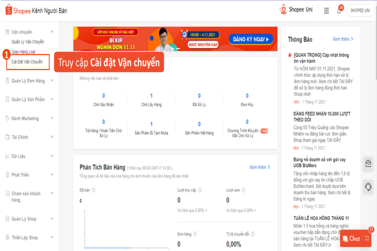 Bước 2: Tạo gian hàng trên sàn Shopee