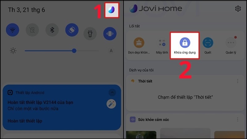 Chọn “Khóa ứng dụng” trong Jovi Home trên điện thoại Vivo