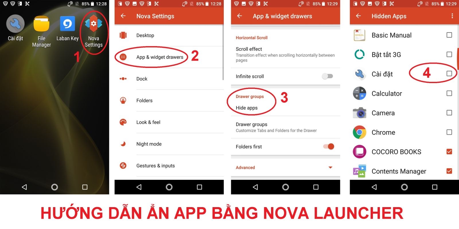 Hướng dẫn ẩn ứng dụng trên app Nova Launcher
