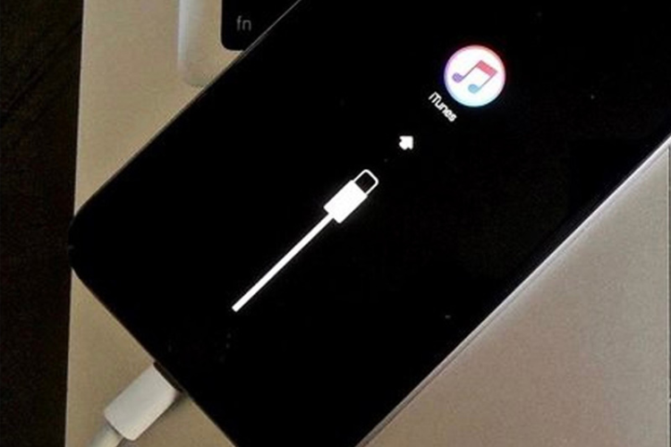Màn hình biểu tượng cáp USB và iTunes