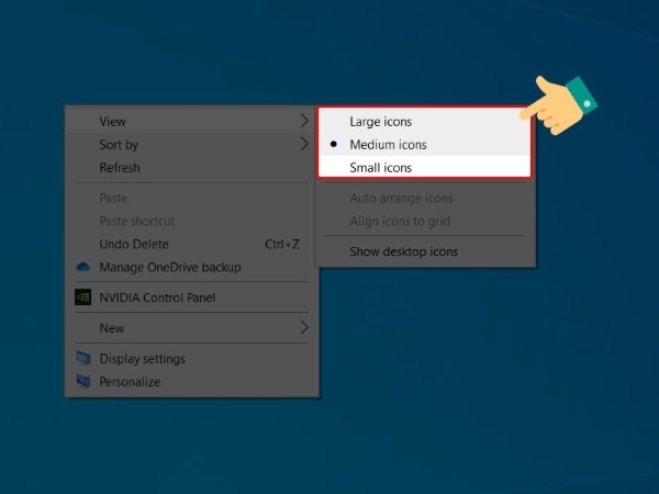 Chọn Small icons để thu nhỏ biểu tượng
