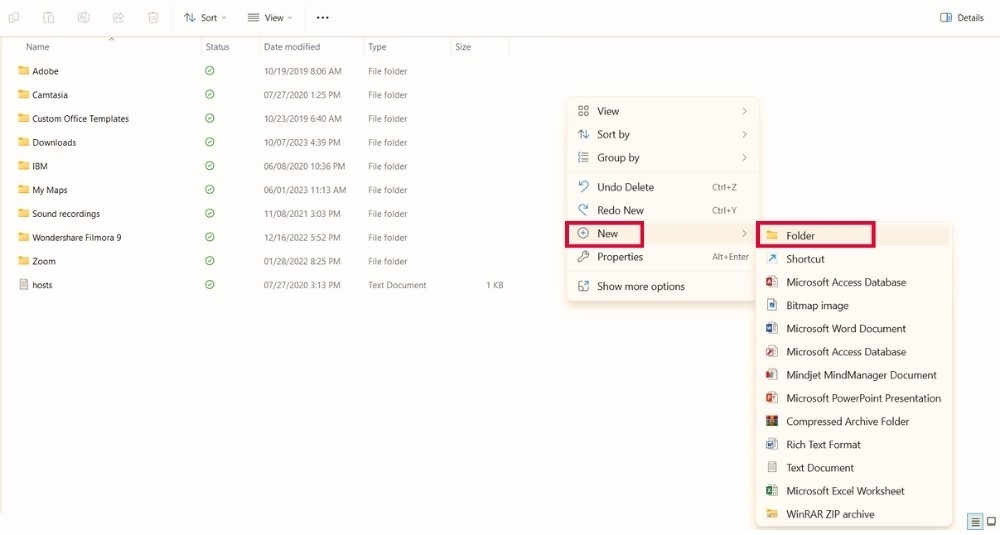 Cách tạo file trên máy tính bằng thao tác chuột