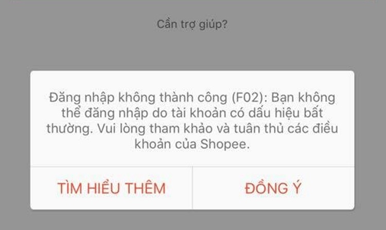 Tài khoản Shopee bị lỗi không vào được