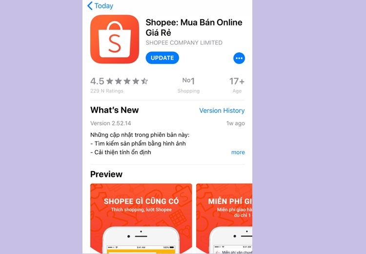 Update phiên bản Shopee mới nhất