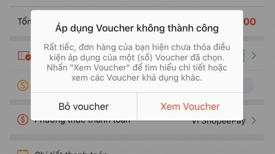 Lỗi không áp mã giảm giá