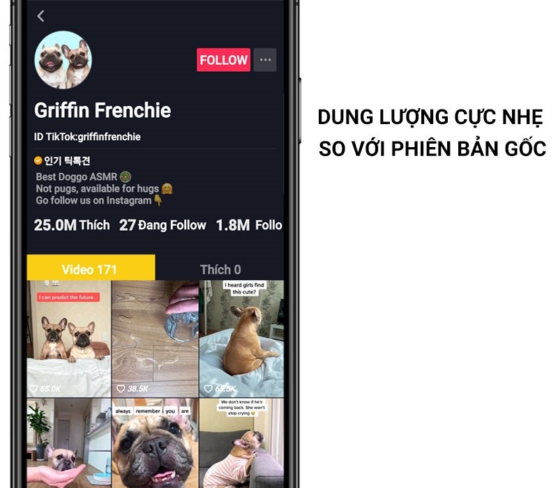 Tiktok Lite có dung lượng nhẹ