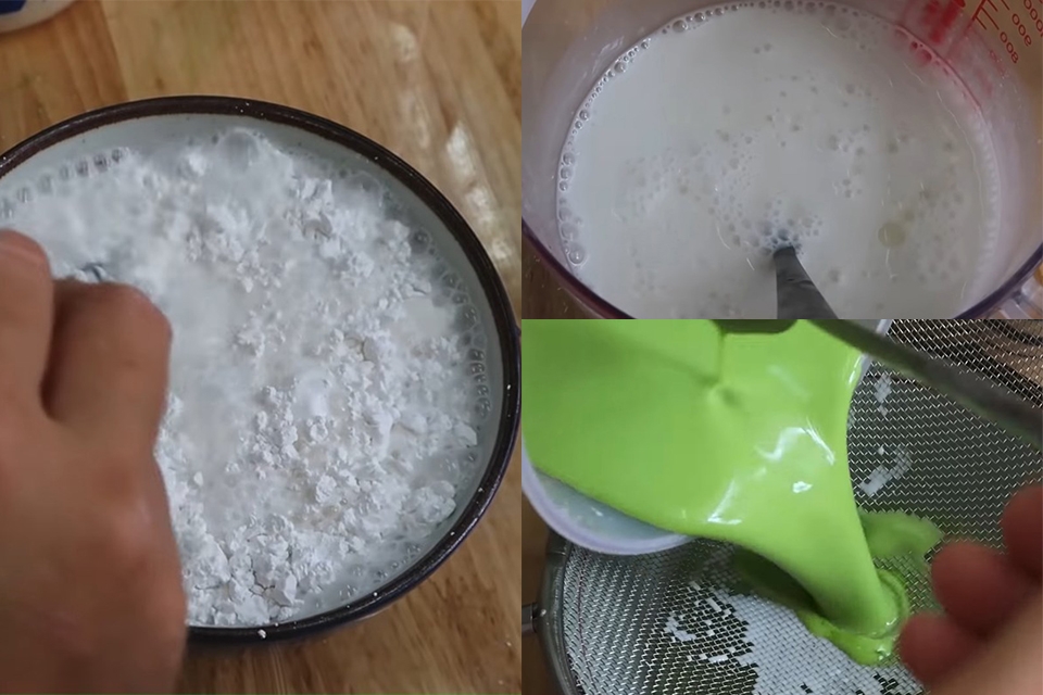 Bước 2: Pha bột bánh