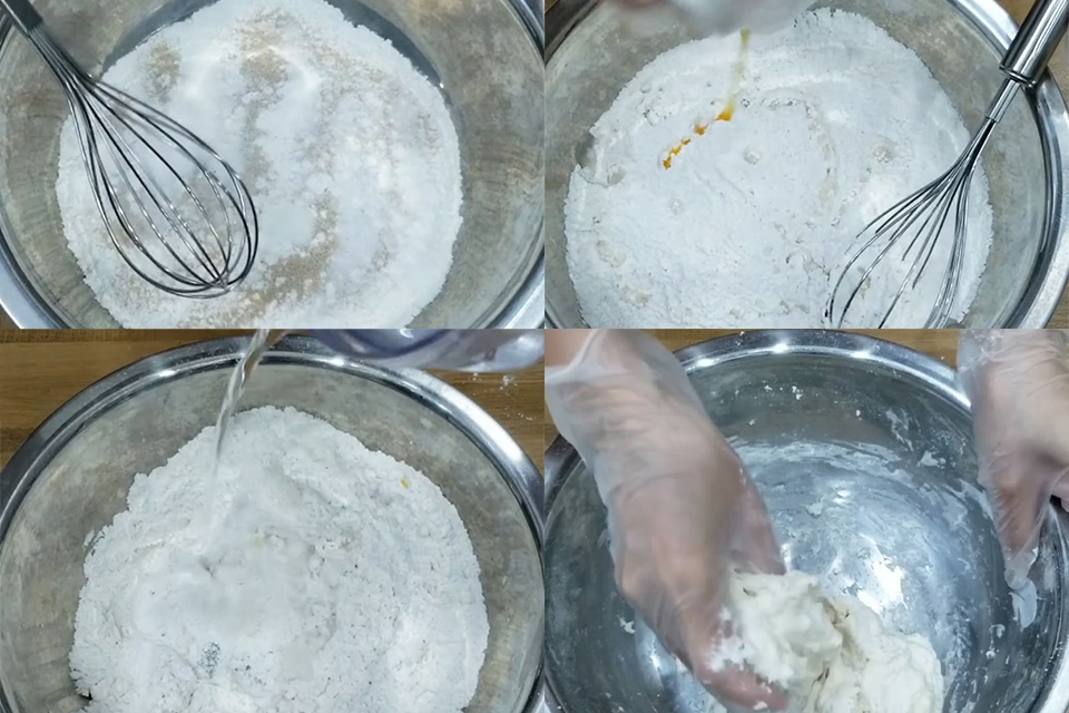 Bước 1: Trộn bột