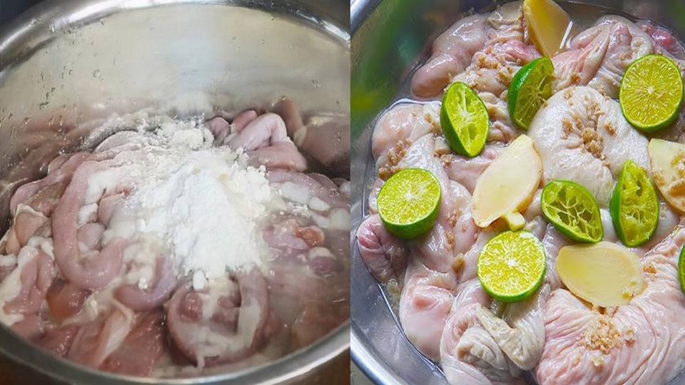 Mẹo làm sạch nội tạng heo