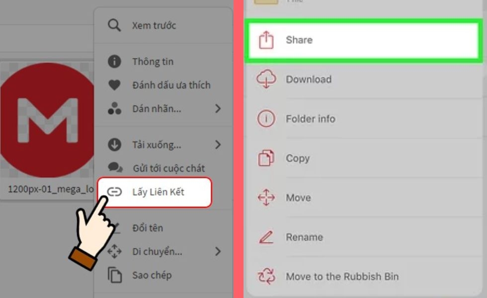 Chia sẻ tệp trên mega