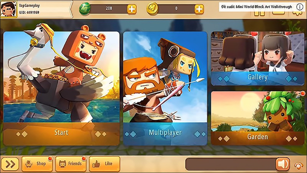 chế độ chơi game mini world block art