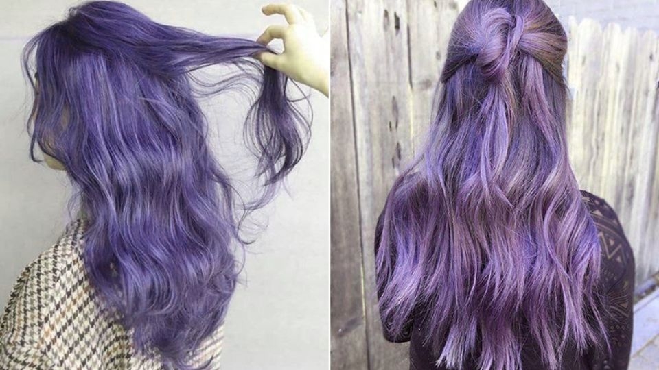 Màu tóc nhuộm ombre khói tím