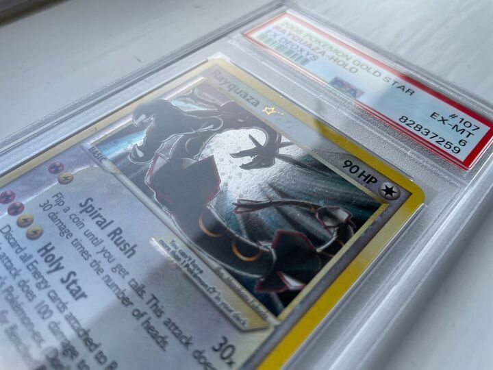 Thẻ 2005 EX Deoxys #107 Rayquaza Gold Star Holo PSA 10 Gem