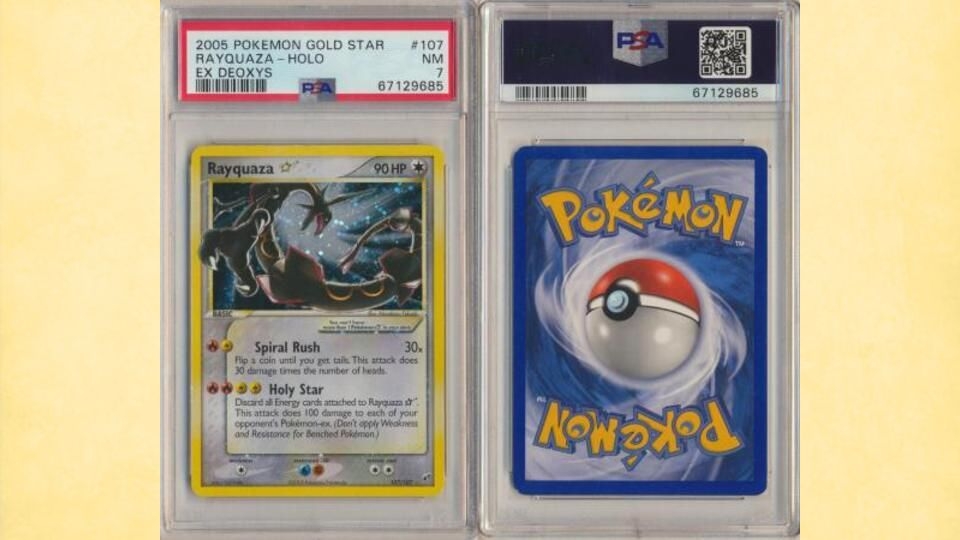 Thẻ Pokemon EX Deoxys Rayquaza Gold Star Holographic năm 2005