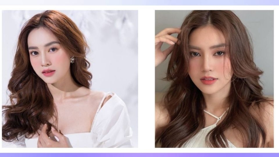 Tóc uốn xoăn rẽ ngôi