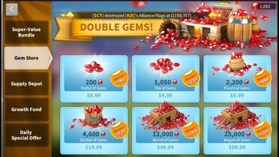Mua đá quý tại cửa hàng trong game