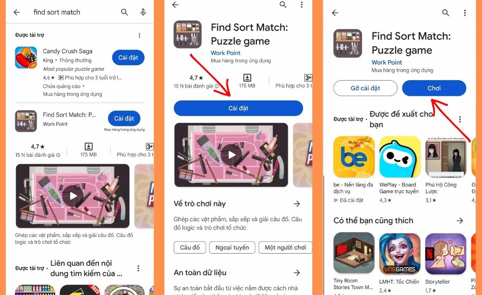 cài đặt game trên CH Play