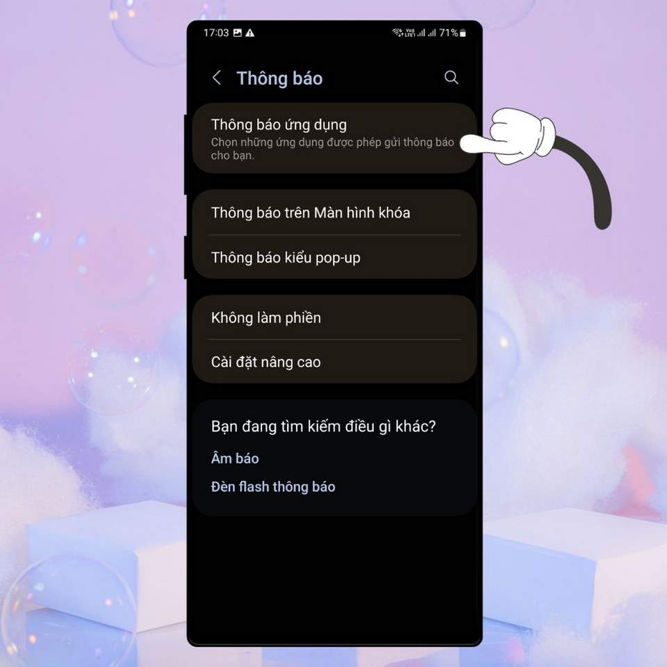 Chọn thông tin đã được cài đặt