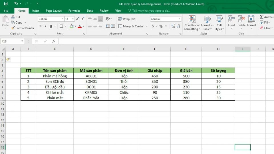 File quản lý sản phẩm